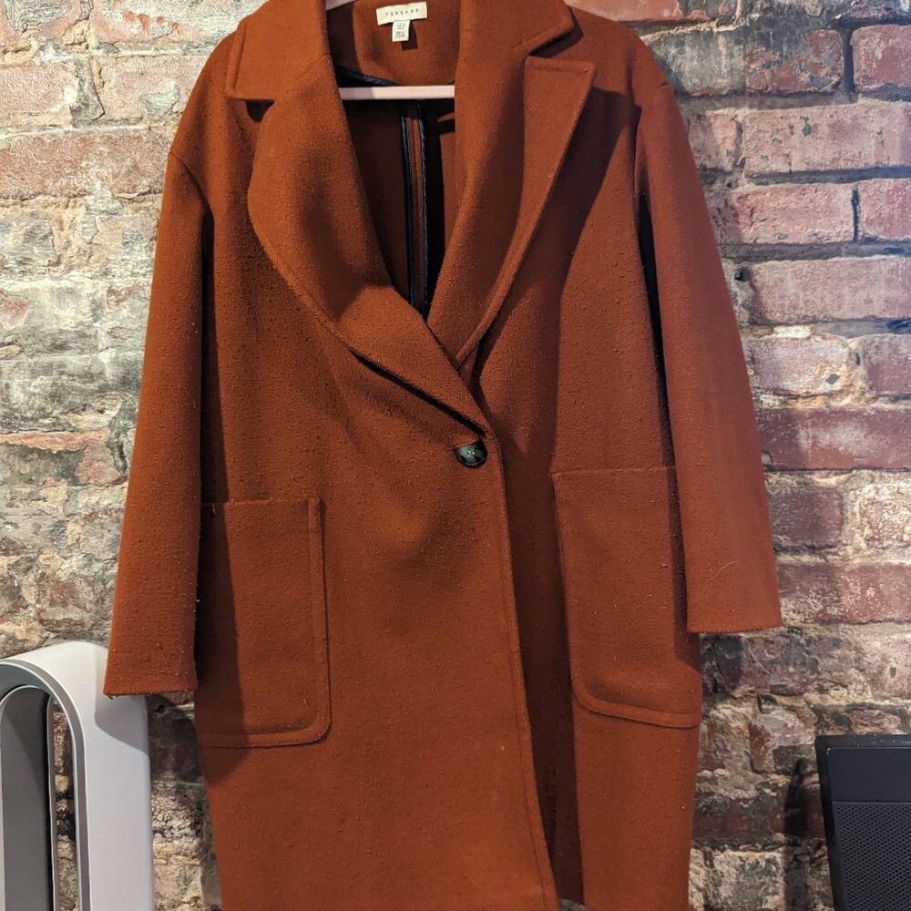 Topshop Carly Rust Orange Long Coat